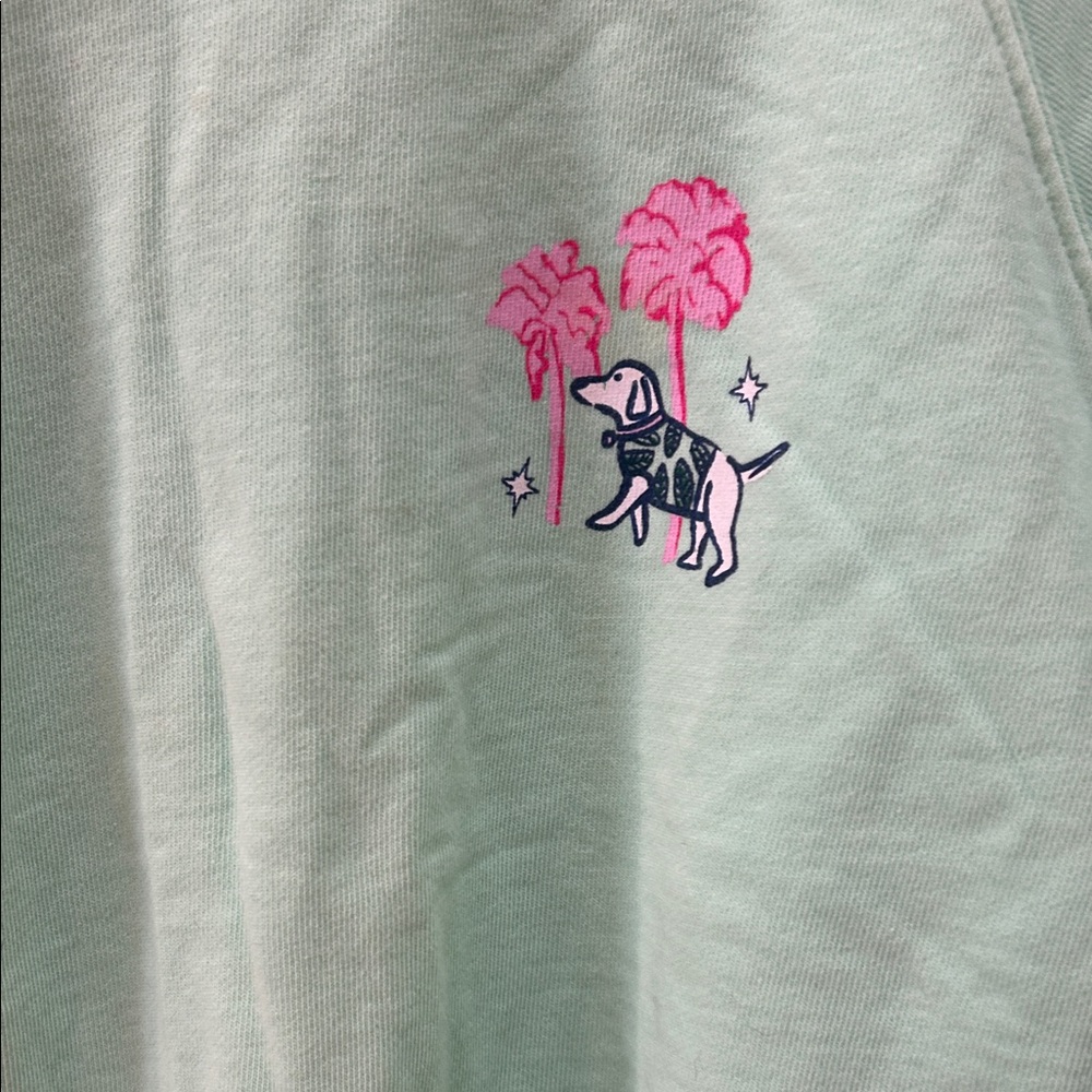 Roller Rabbit Mint Crewneck Sweatshirt with Pink Floral Graphic - Picture 3 of 4